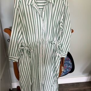 Universal Thread Green and White Striped Dress
